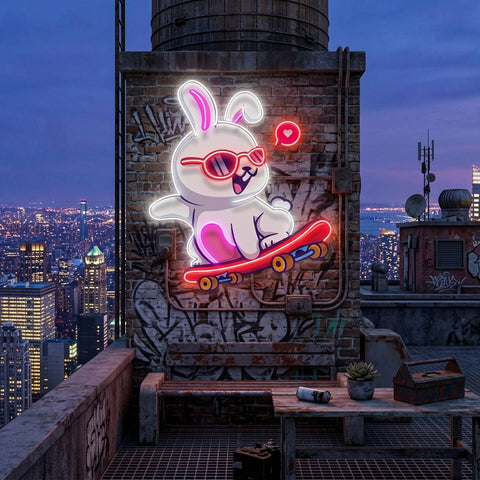 Rabbit Patin LED Neon Sign Light Pop Art