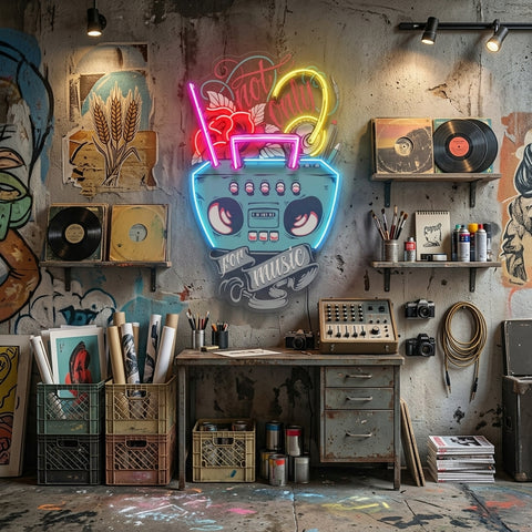 Radio And Cable LED Neon Sign Light Pop Art