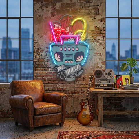 Radio And Cable LED Neon Sign Light Pop Art