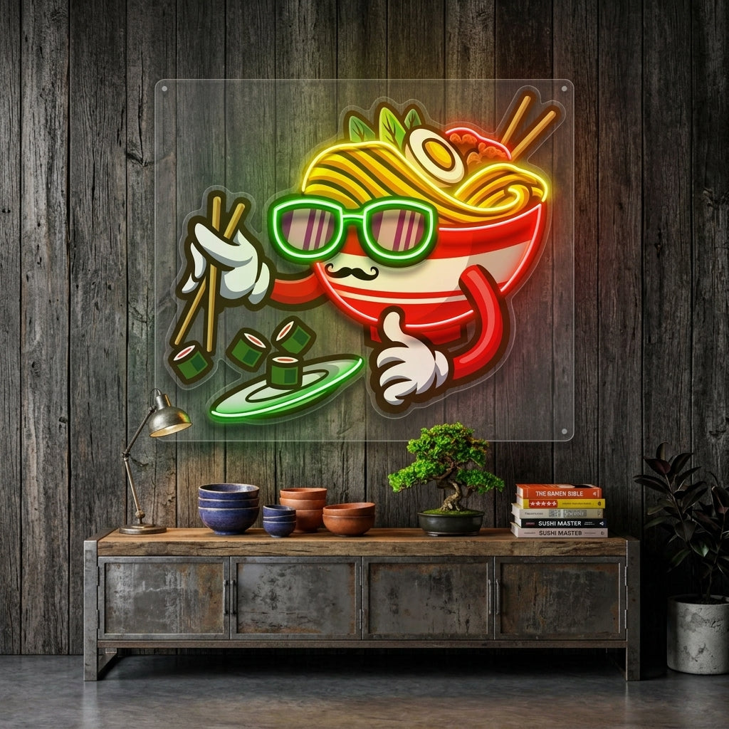 Ramen Eating Sushi LED Neon Sign Light Pop Art