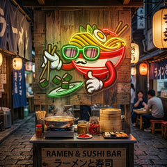 Ramen Eating Sushi LED Neon Sign Light Pop Art