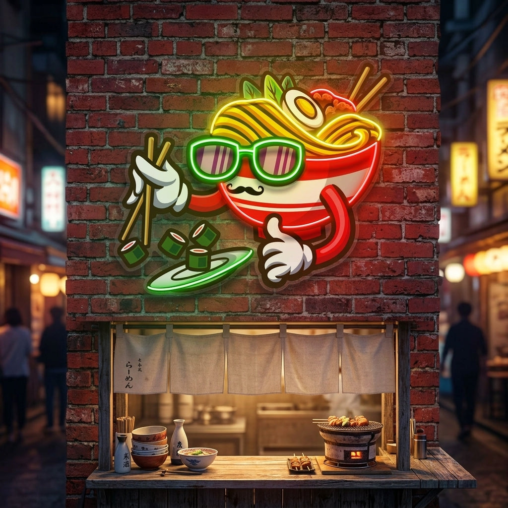 Ramen Eating Sushi LED Neon Sign Light Pop Art