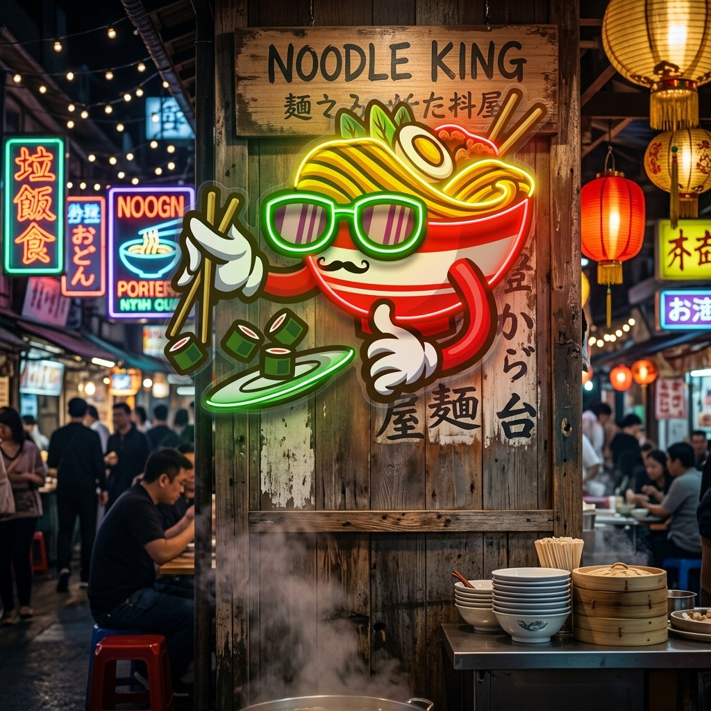 Ramen Eating Sushi LED Neon Sign Light Pop Art