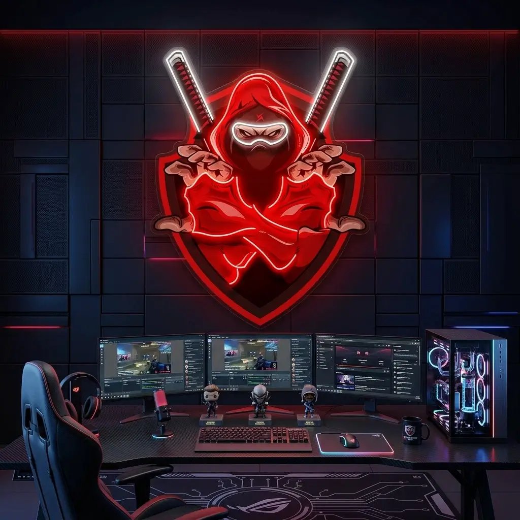 Red Ninja LED Neon Sign Light Pop Art