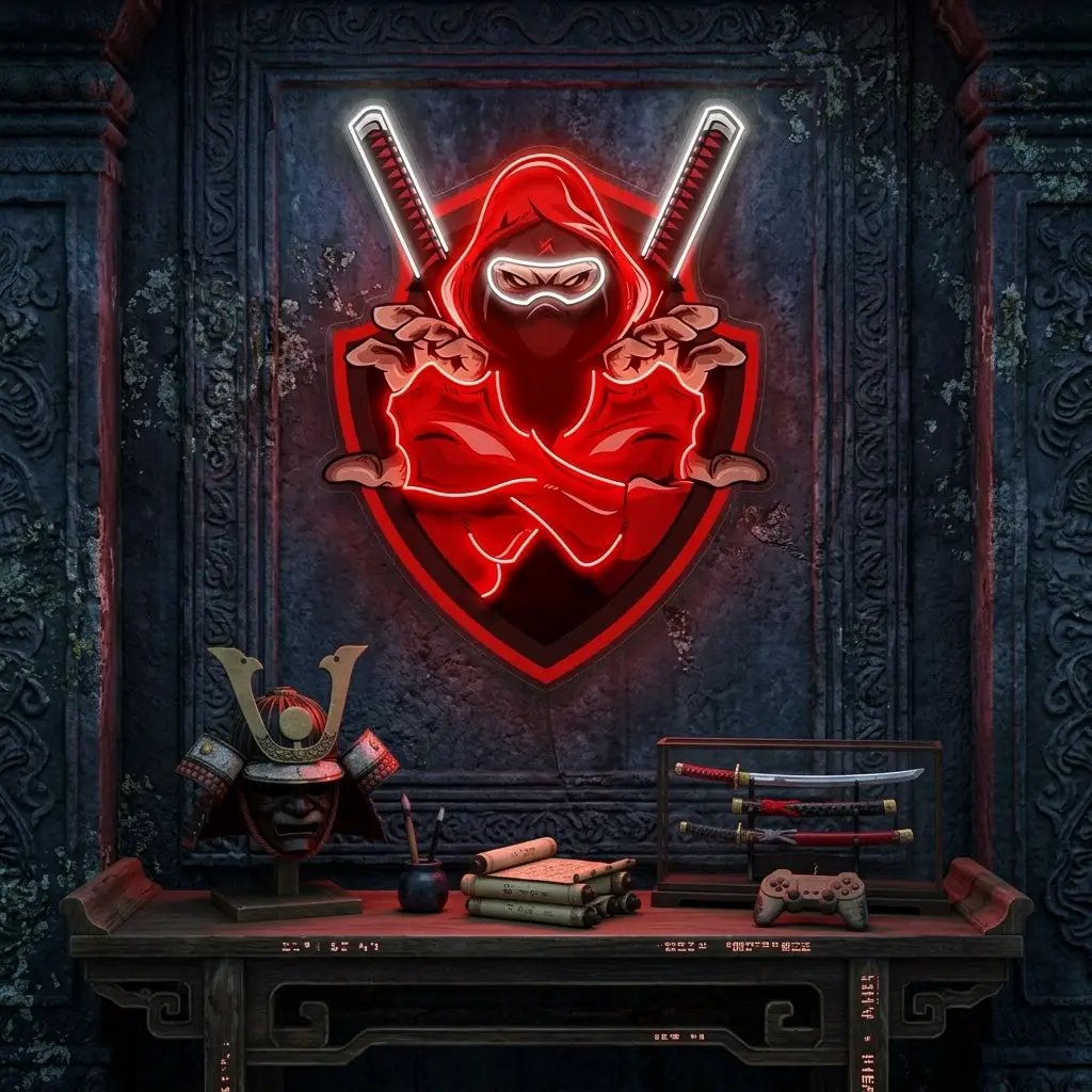 Red Ninja LED Neon Sign Light Pop Art