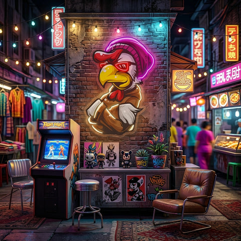 Rooster Hoodie LED Neon Sign Light Pop Art