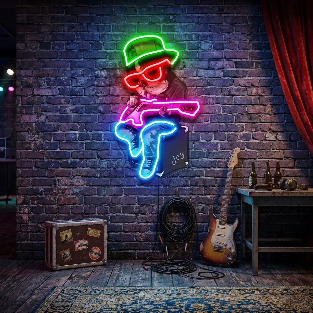 Rock Pug LED Neon Sign Light Pop Art