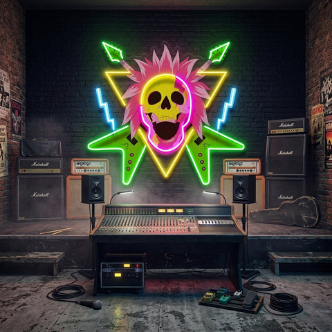 Rock And Skull LED Neon Sign Light Pop Art