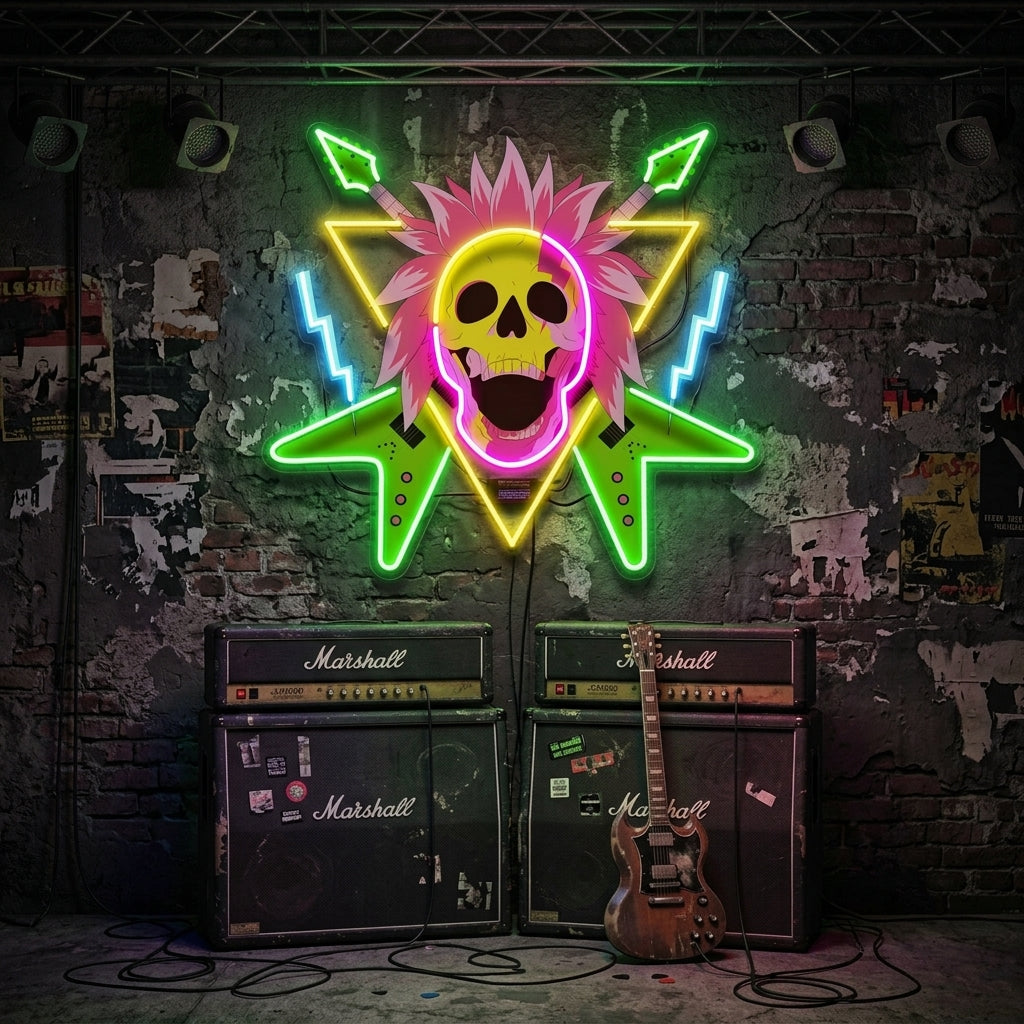 Rock And Skull LED Neon Sign Light Pop Art