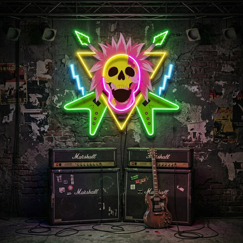 Rock And Skull LED Neon Sign Light Pop Art