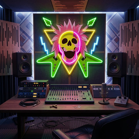 Rock And Skull LED Neon Sign Light Pop Art