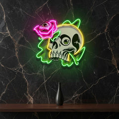 Rose And Skull LED Neon Sign Light Pop Art