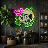 Rose And Skull LED Neon Sign Light Pop Art