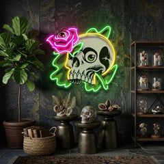 Rose And Skull LED Neon Sign Light Pop Art