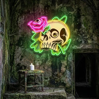 Rose And Skull LED Neon Sign Light Pop Art