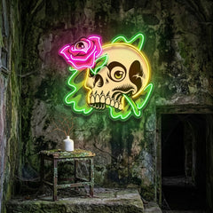 Rose And Skull LED Neon Sign Light Pop Art