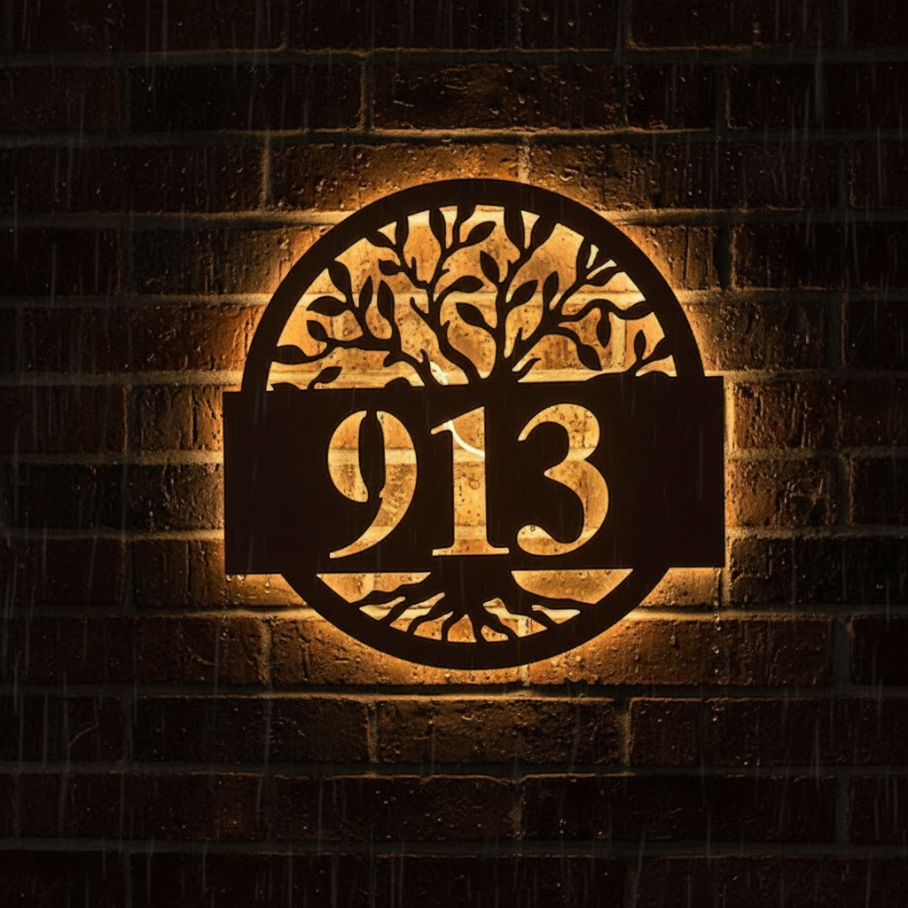 Round Metal Address Sign for House