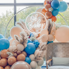 Round Oh Baby Neon Sign for Baby Shower Birthday Party Decor