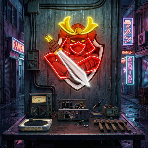 Samurai Mascot LED Neon Sign Light Pop Art