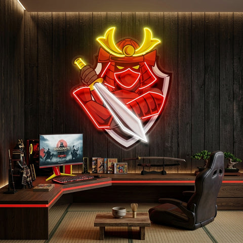 Samurai Mascot LED Neon Sign Light Pop Art