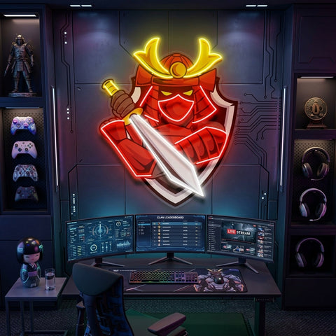 Samurai Mascot LED Neon Sign Light Pop Art