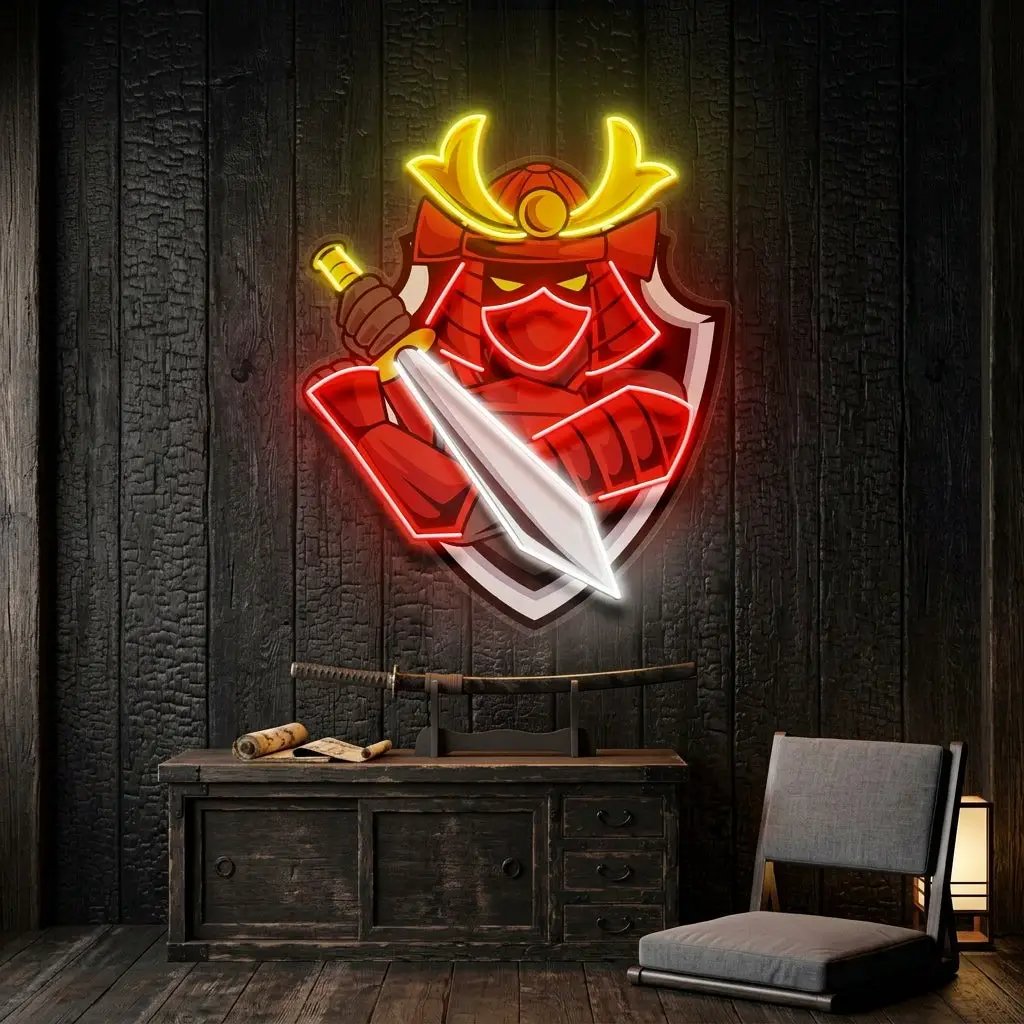 Samurai Mascot LED Neon Sign Light Pop Art