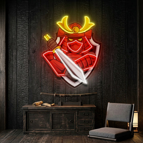 Samurai Mascot LED Neon Sign Light Pop Art