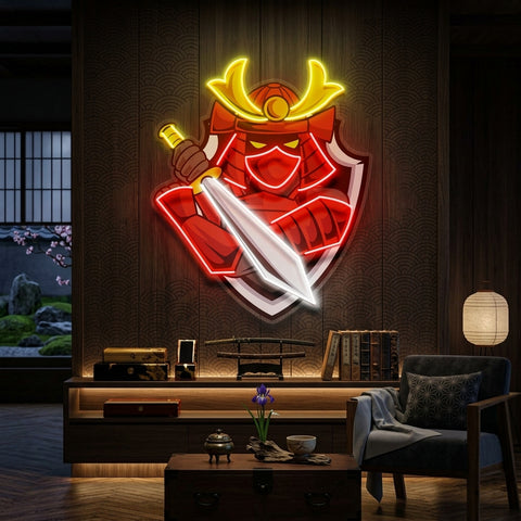 Samurai Mascot LED Neon Sign Light Pop Art