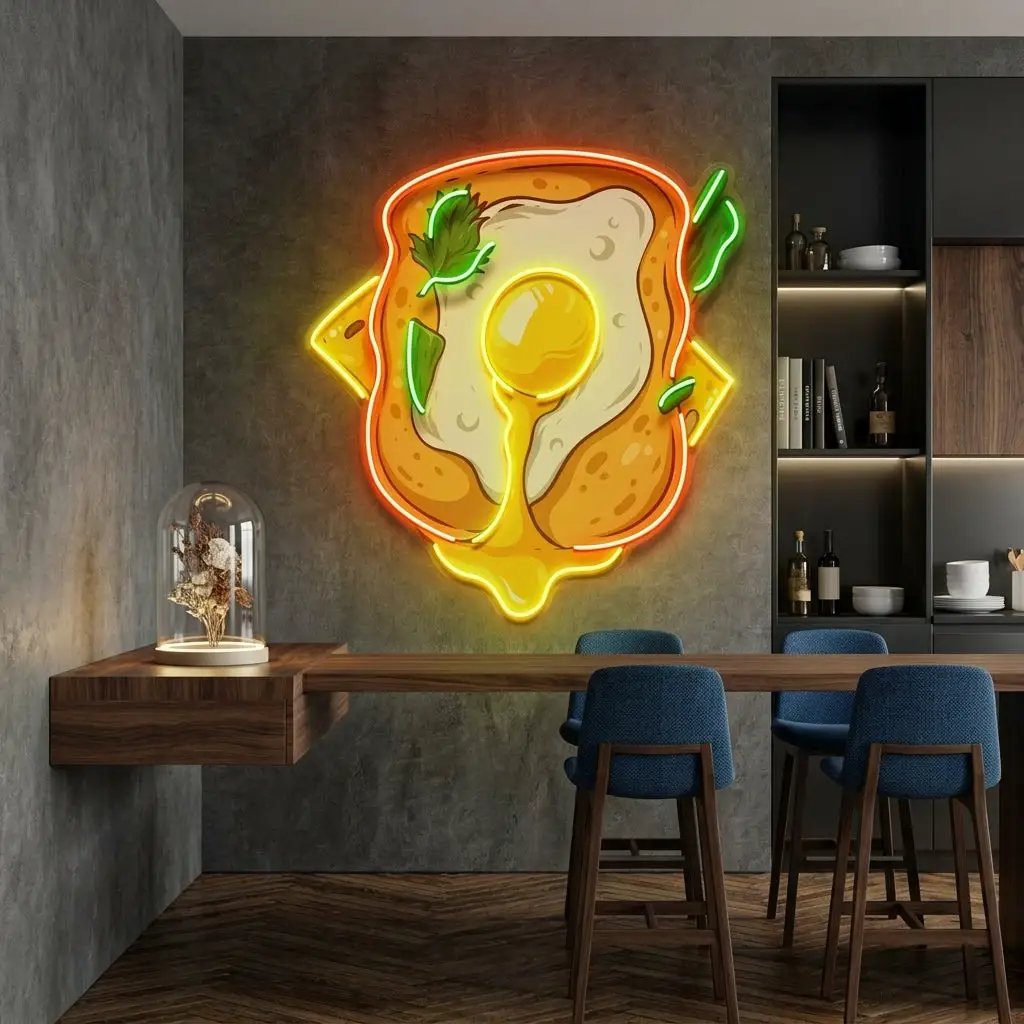 Sandwich with Egg LED Neon Sign Light Pop Art