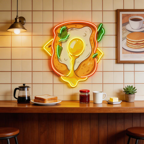 Sandwich with Egg LED Neon Sign Light Pop Art