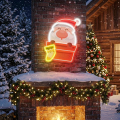 Santa With Sock Art Work Led Neon Sign Light