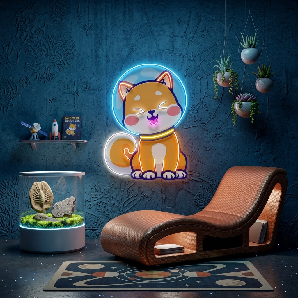 Shiba Astronaut LED Neon Sign Light Pop Art