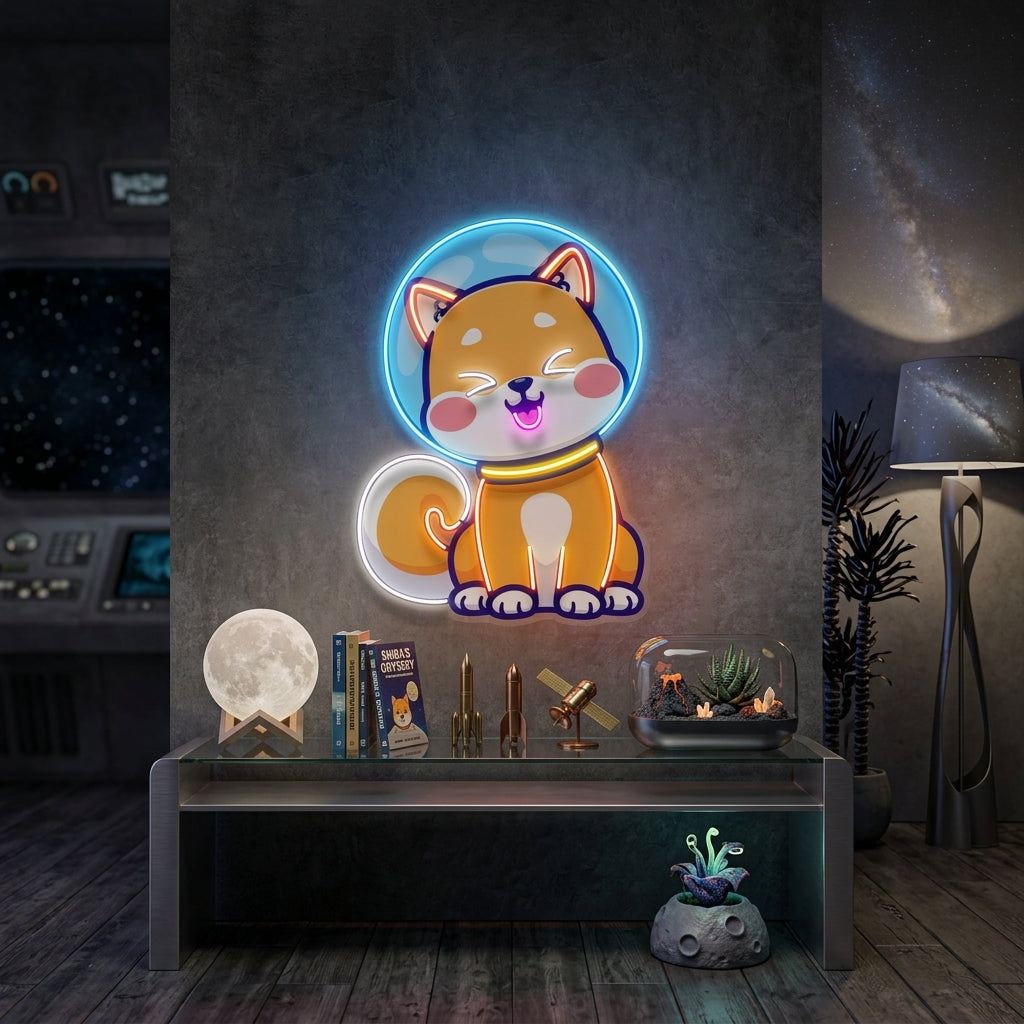 Shiba Astronaut LED Neon Sign Light Pop Art