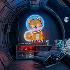 Shiba Astronaut LED Neon Sign Light Pop Art