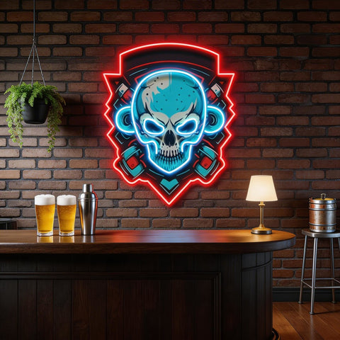 Shield Monkey Skull LED Neon Sign Light Pop Art