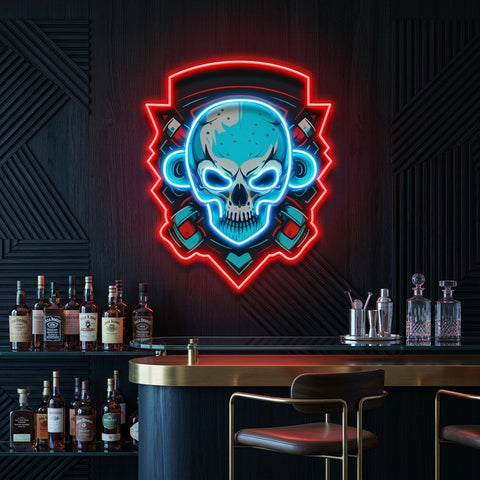 Shield Monkey Skull LED Neon Sign Light Pop Art
