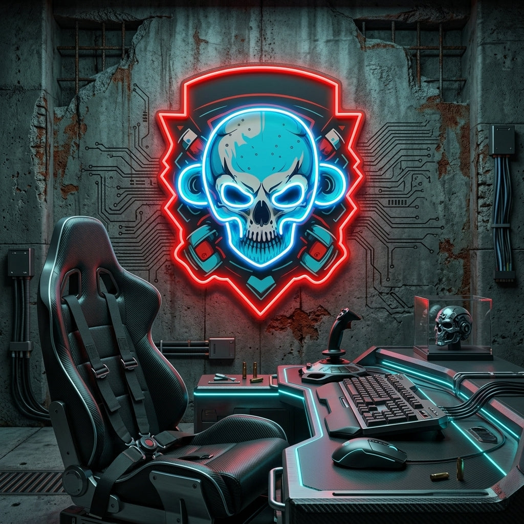 Shield Monkey Skull LED Neon Sign Light Pop Art