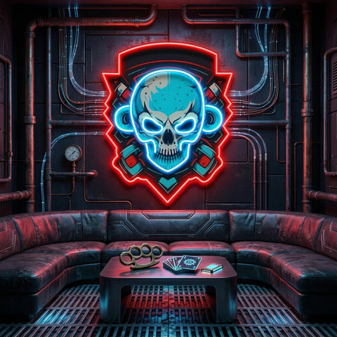 Shield Monkey Skull LED Neon Sign Light Pop Art
