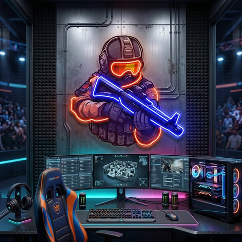 Shooting Games LED Neon Sign Light Pop Art