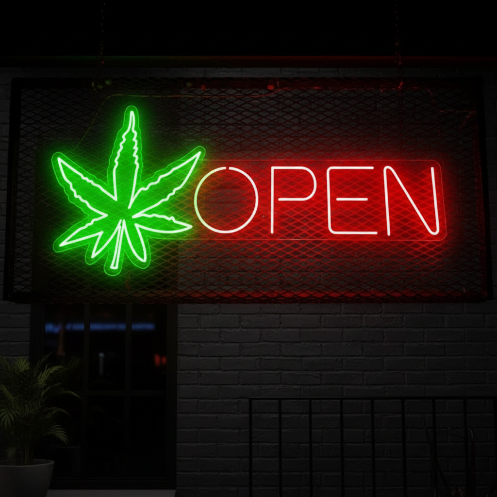 Open Neon Sign Weed Neon Sign Wall Decor Art
