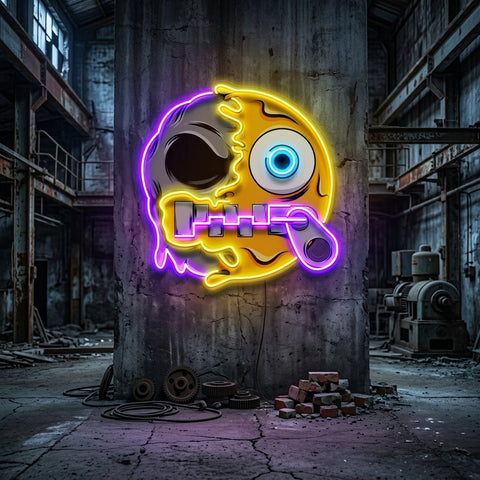Silence Emoji Skull LED Neon Sign Light Pop Art