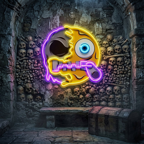 Silence Emoji Skull LED Neon Sign Light Pop Art