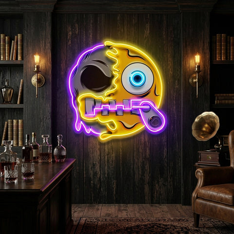 Silence Emoji Skull LED Neon Sign Light Pop Art