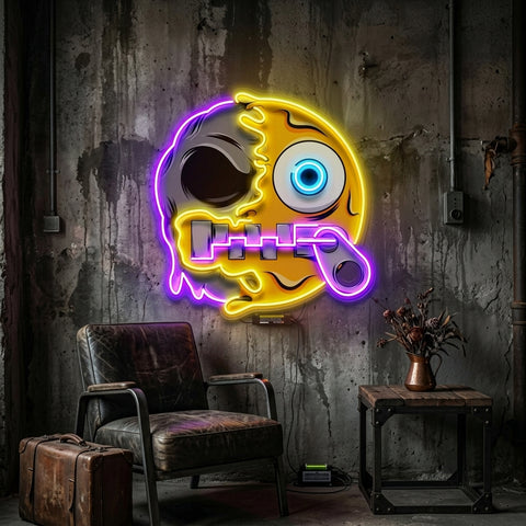 Silence Emoji Skull LED Neon Sign Light Pop Art