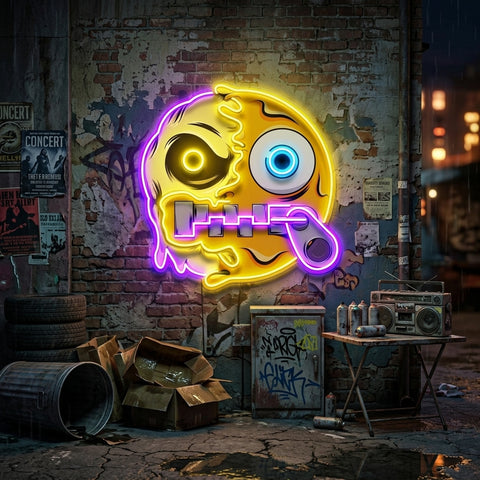 Silence Emoji Skull LED Neon Sign Light Pop Art