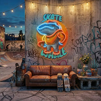 Skater Whale LED Neon Sign Light Pop Art