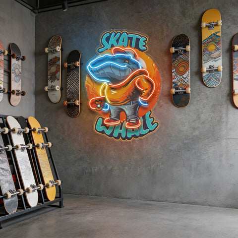 Skater Whale LED Neon Sign Light Pop Art