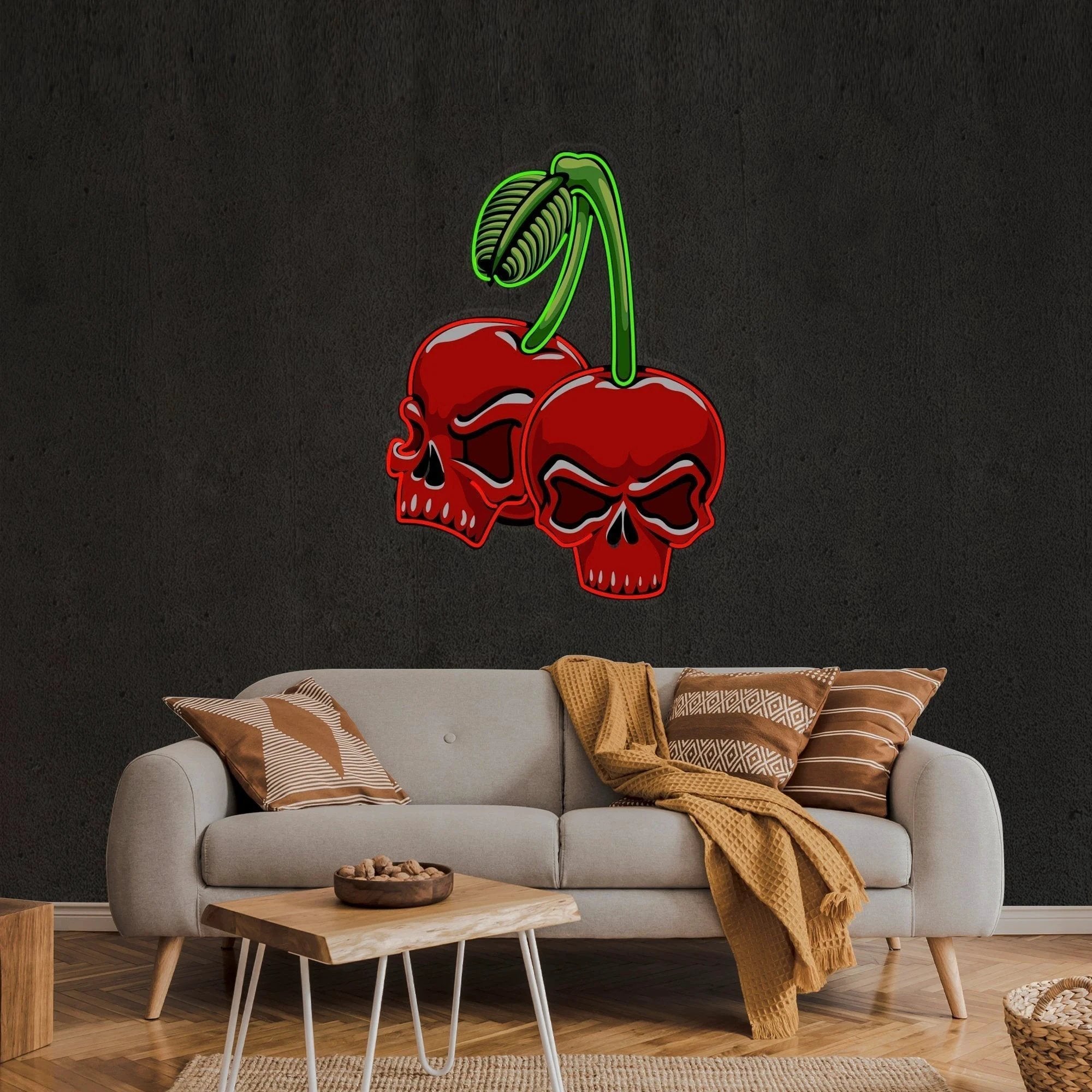 Skull Cherry Artwork Led Neon Sign Light