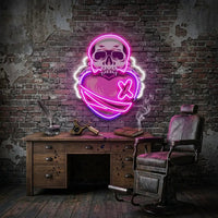 Skull Heart LED Neon Sign Light Pop Art