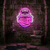 Skull Heart LED Neon Sign Light Pop Art
